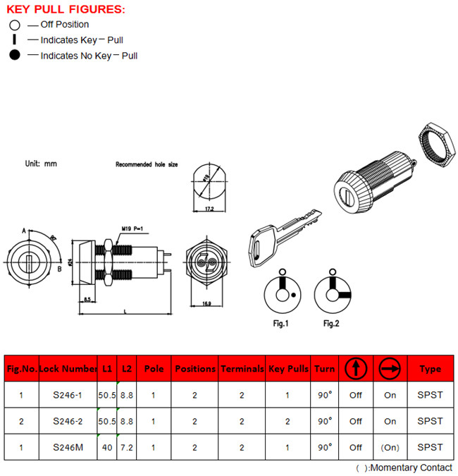 19mm電源鎖開關(guān)