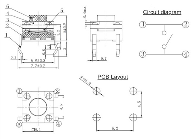4腳輕觸開關(guān)