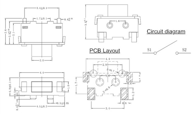 2x4貼片輕觸開關(guān)