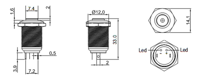 12mm金屬按鍵開關 12mm金屬按鍵開關