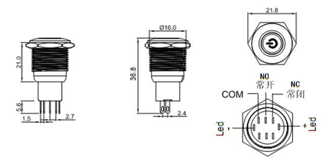 16mm金屬按鈕開關(guān)