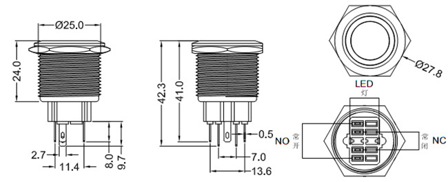 復(fù)位金屬按鈕開關(guān)