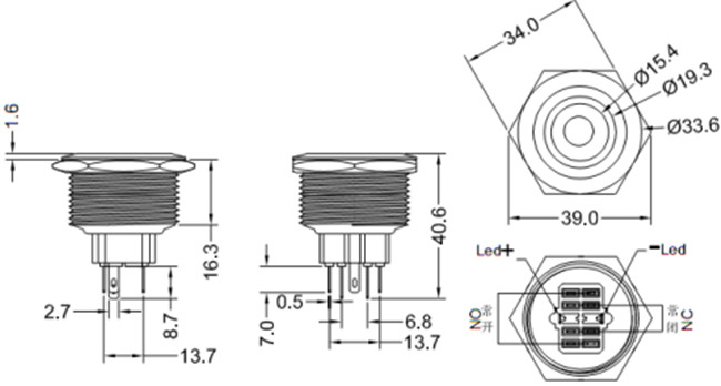 30mm帶燈金屬按鈕 30mm帶燈金屬按鈕